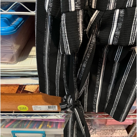 Palazzo pants, wide at bottom to fitted at top. Blk//wht striped - Picture 3 of 3